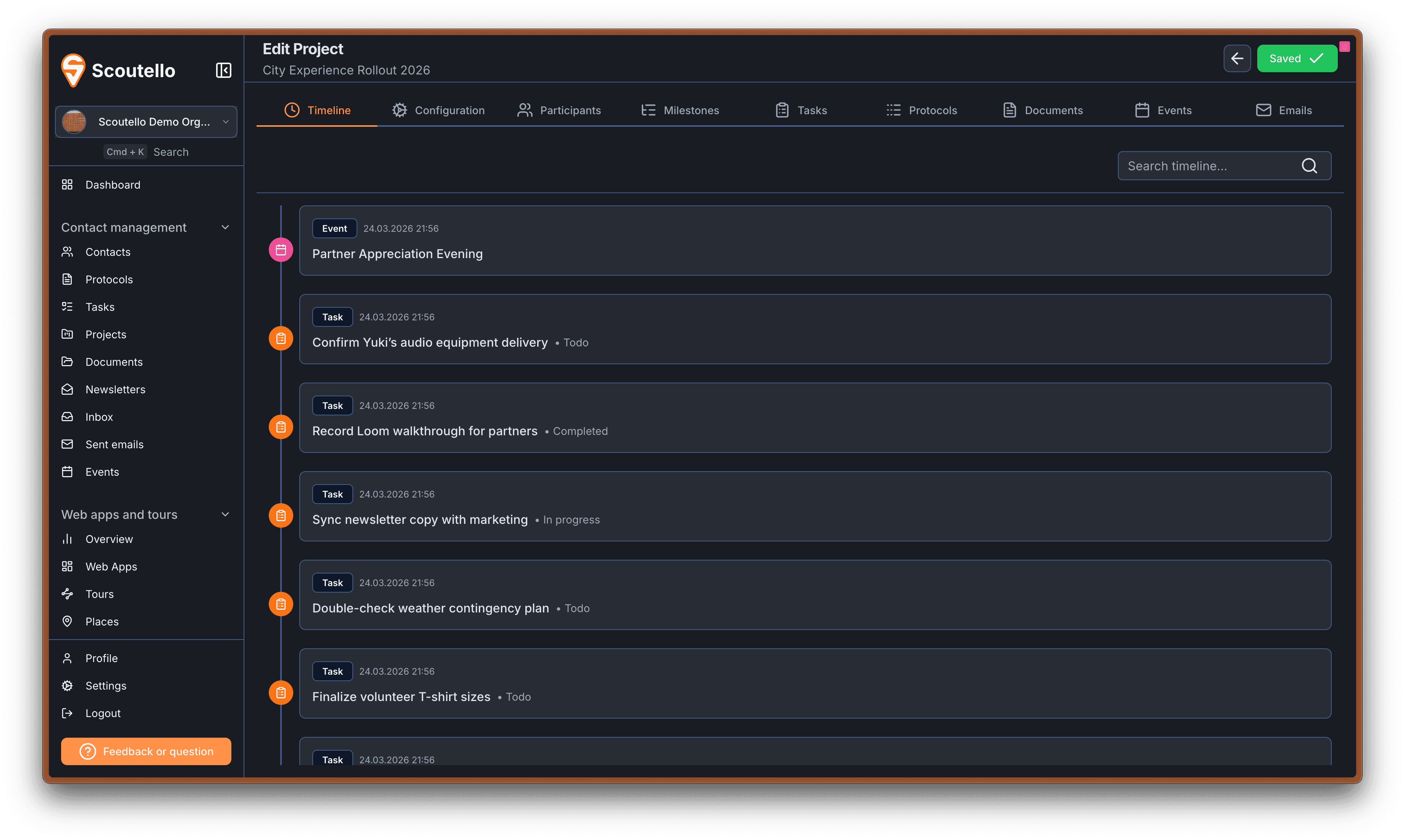 Produkt-Screenshot: Projektdetail